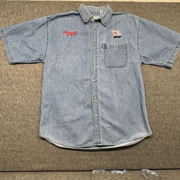 Vintage Competitors View Shirt Adult Large Blue Chambray Dale Earnhardt 90s Y2K - Picture 1 of 8